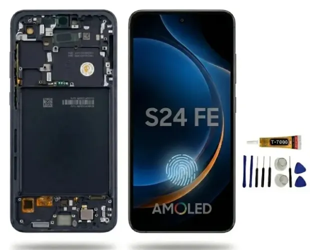 Tela Amoled Samsung Galaxy S24 FE com aro e biometria