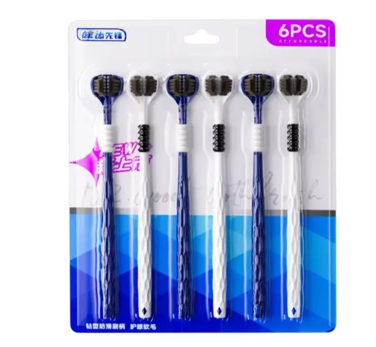Kit Com 6 Escovas Branqueadora Macia De 3 Lados Tenha Uma Escovação Mais Profunda