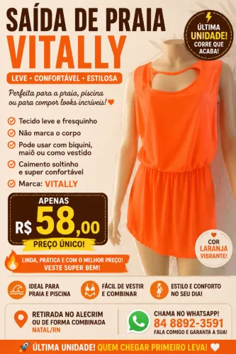 Saída de praia Vitally- tam único- peça única