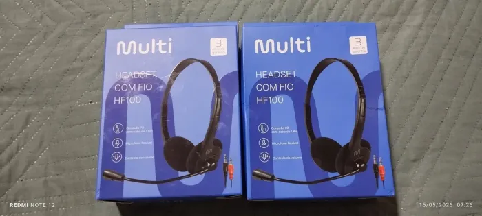 Fone headset Multilaser com fone e microfone (2 unidades por esse valor)