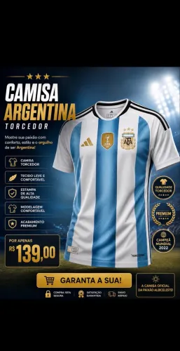 Nova Camisa da Argentina Masculina GG 1.1