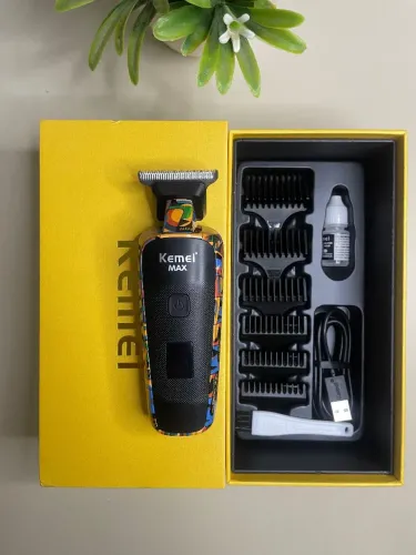 Máquina Cortar Cabelo Kemei Max Profissional Sem Fio Barbeiro