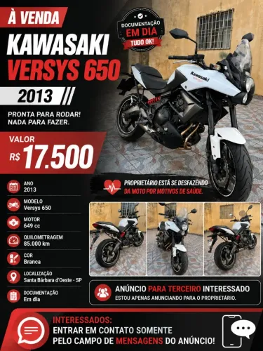 Kawasaki Versys 650 2013 - Documentação em Dia | R$ 17.500