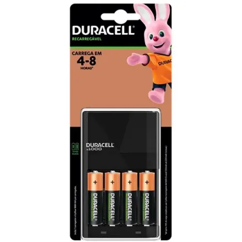 Pilha Duracell Recarregável com Carregador 4 Pilhas