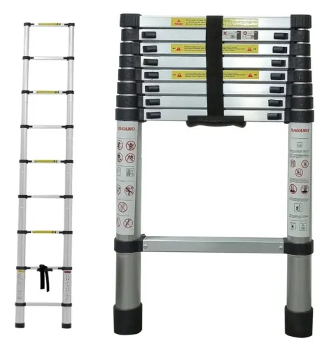 Escada Telescópica Alumínio 2,6 Metros Extensível Compacta Multiuso 150kg