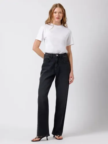 calça jeans reta copenhagen cintura alta mindset preta