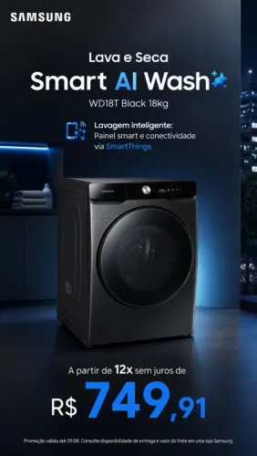Lava e Seca Samsung Ai Wash WD18T Black 18KG