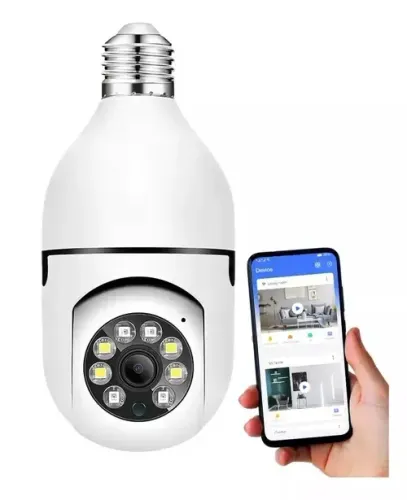 Câmera Segurança Ip 360 Lâmpada Wi-fi Visão Noturna Áudio Hd