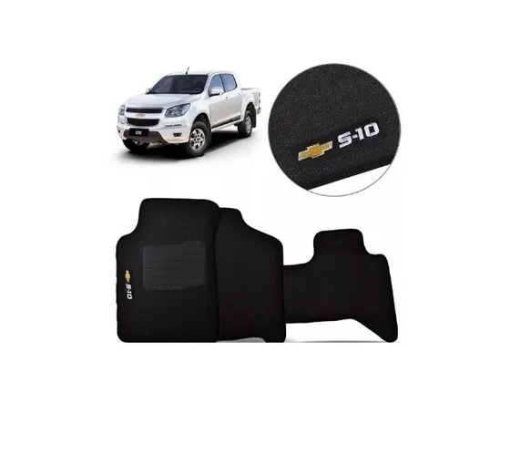 Jogo Tapete S10 2013 em diante Cabine Dupla Carpete Preto 4 Pçs
