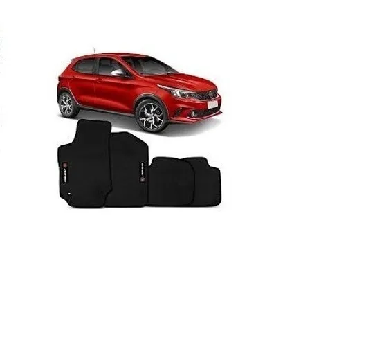 Jogo de Tapete wave Argo Todos Preto Bordado 4 pcs