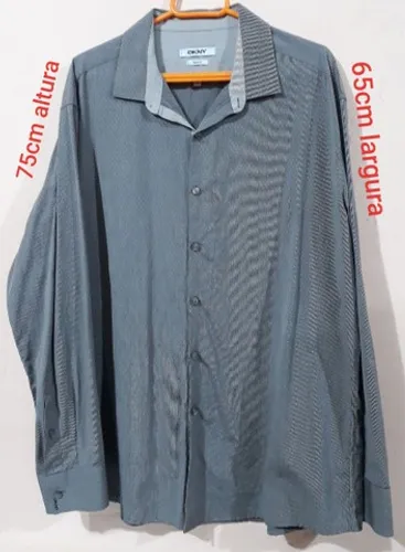 Camisa social masculina tam G marca importada DKNY bem Nova na cor cinza