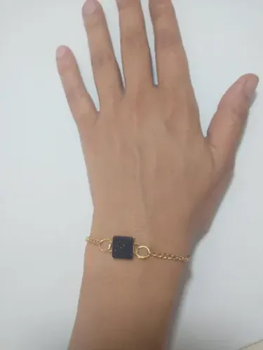 Pulseira pedra estrela dourada