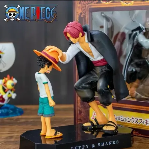Luffy e Shanks 18cm Action Figure Anime One Piece Decoração Anime Gamer