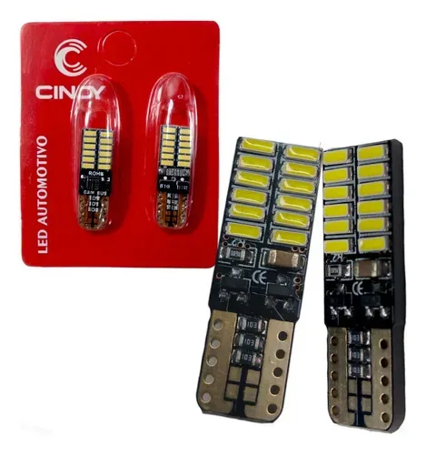 Par Lampada Led T10 Pingão 24 Leds Canbus Canceler Branco