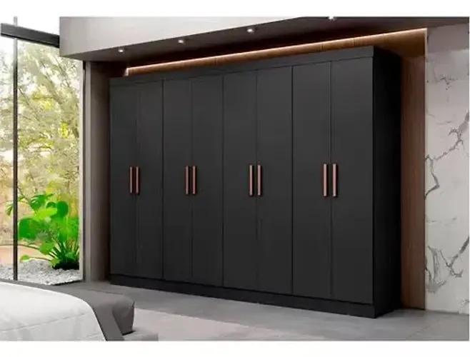 Guarda Roupa Casal 6 Portas Preto