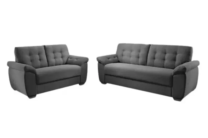 CONJUNTO SOFÁ 3X2 LUGARES VELUDO GRAFITE r76