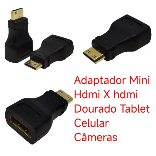 Adaptador Mini Hdmi X hdmi Dourado Tablet Celular Câmeras