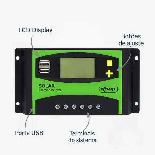 Controlador De Carga Solar Pwm 40a 12v / 24v Usb Automático