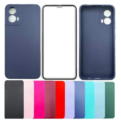 Kit Capa silicone veludo + Película 3D Motorola g34