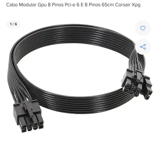 Cabo Modular Gpu 8 Pinos Pci-e 6 E 8 Pinos 65cm Corsair Xpg