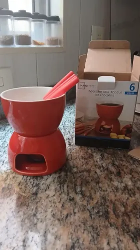 Conjunto de Fondue em Cerâmica Vermelho