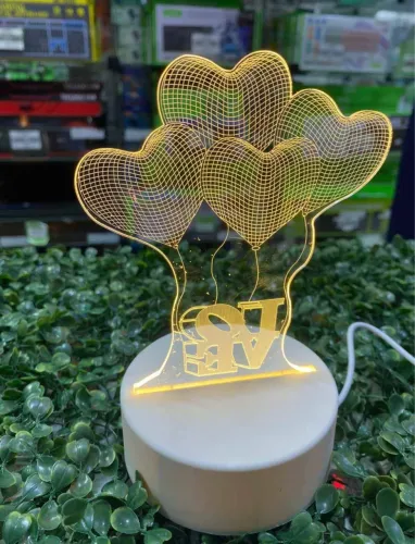 Luminária 3D Corações - Decoração Romântica