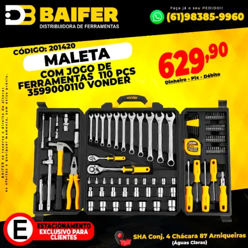 Maleta Com Jogo de Ferramentas 110 Pçs * Vonder