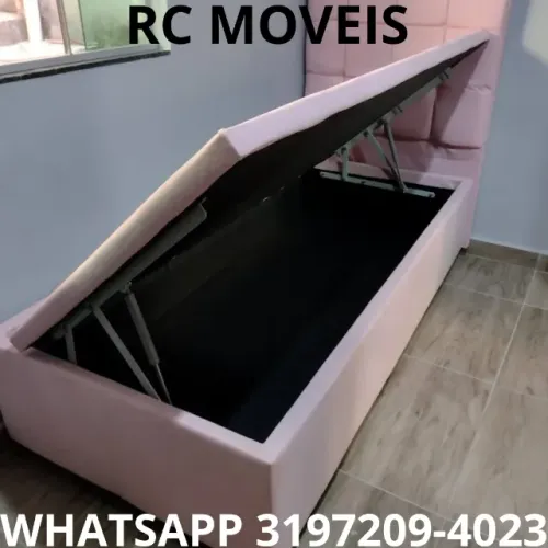 Cama Box Baú Solteiro 88x1.88 com Pistão a Gás