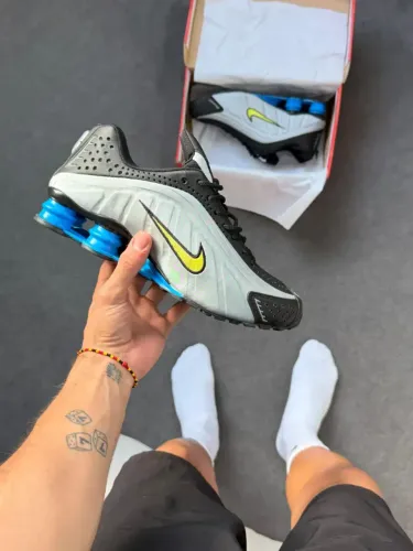 Tênis Nike Shox R4 Brasil Premium Importado Cor: Amarelo/Azul - Disponível 38 AO 43