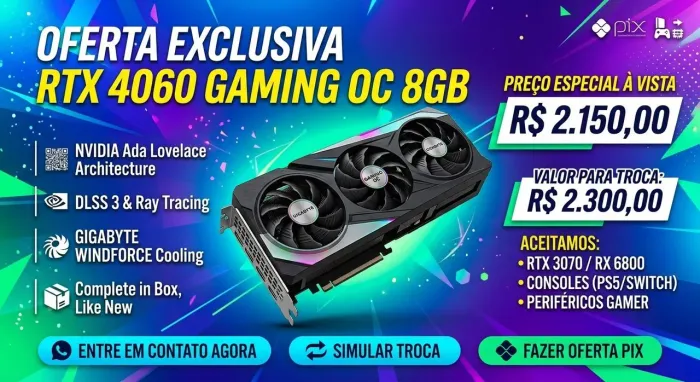 PLACA DE VIDEO GIGABYTE RTX 4060 OC GAMING 8GB