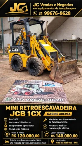 Mini retroescavadeira JCB 1CX cabine aberta