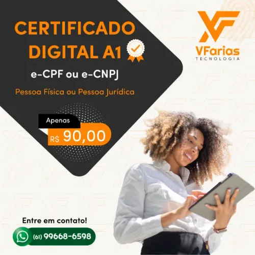 Certificado Digital A1 e-CPF ou e-CNPJ | Emissão Rápida