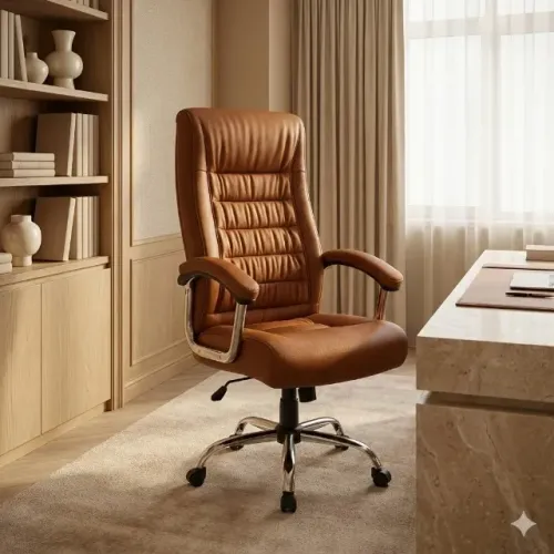 Poltrona Presidente Luxo Mola Ensacada Caramelo Conforto Ergonômico Reforçada 30059
