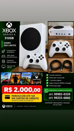 Vendo X Box Séries S 512g semi-novo
