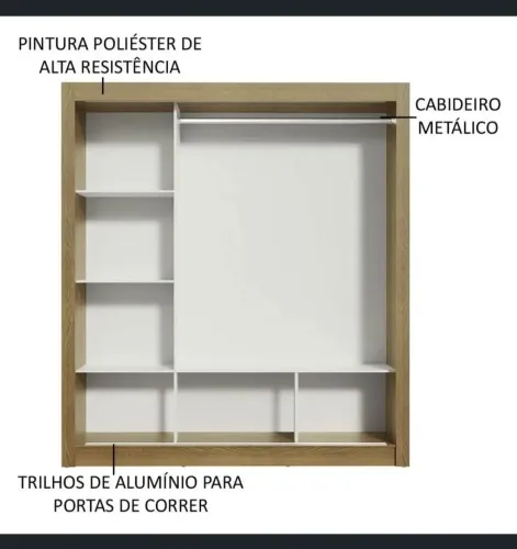 Guarda roupa casal 3 portas de correr com espelho