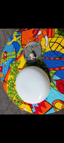 Globo tipo Cúpula Opalina Vidro Leitoso + Base Teto Drops Plafon