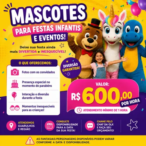 MASCOTES PARA FESTAS INFANTIS E EVENTOS