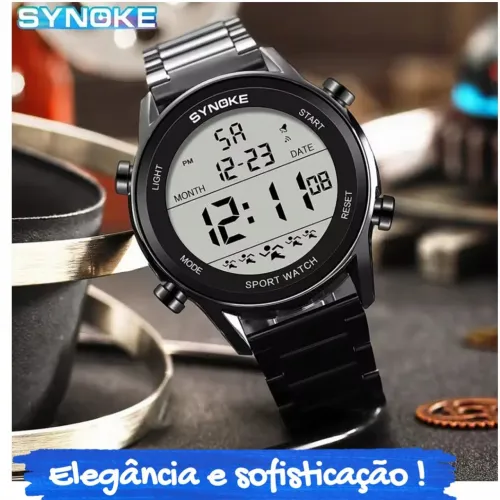 Relógio Display Black Digital combina um design moderno