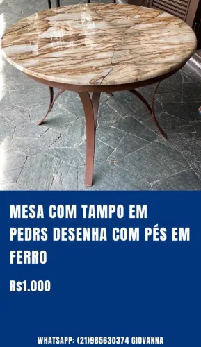 MESA DE JANTAR TAMPO EM PEDRA - 10% DE DESCONTO E PODE PARCELAR NO CARTÃO