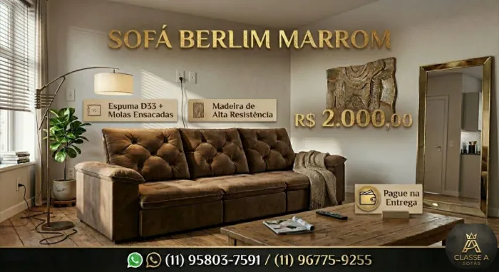 Sofá Berlim 2.80 Marrom