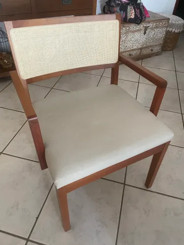Poltrona palhinha e linho