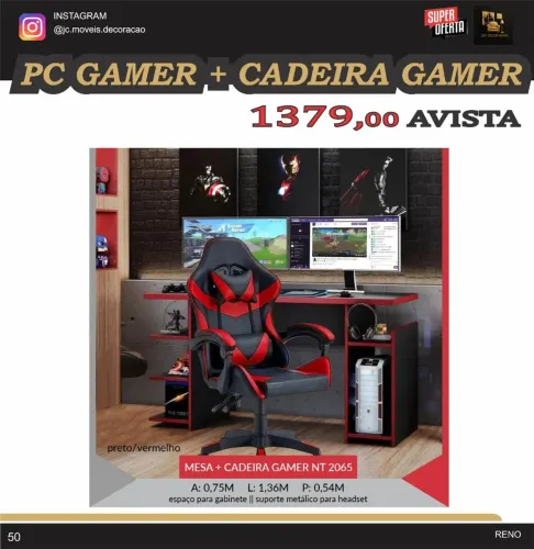 MESA E CADEIRA GAMER