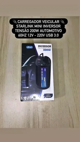 Carregador Veicular Starlink Mini Inversor Automotivo Veicular 60hz 200w 12v/220v USB 3.0