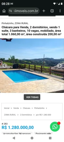 Belíssima chácara em Pinhalzinho -SP - 1064 m²
