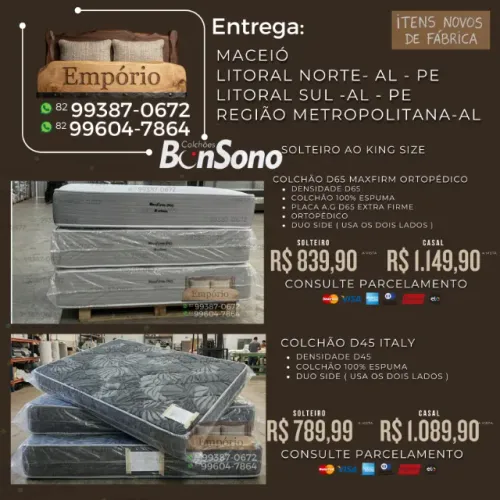 Colchao solteiro ou casal espuma Bonsono itens novos de fabrica d20, d28,d65,d45 e d33