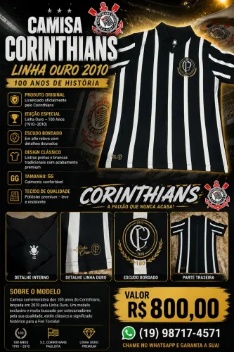 Camisa do Corinthians Especial 100 anos ORIGINAL