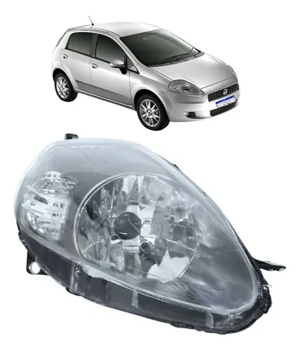 Farol Fiat Punto 2007 2008 2009 2010 A 2012 Mascara Cinza Ld Direito/passageiro