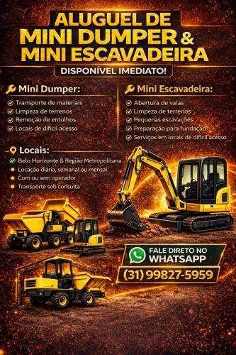 Locação de mini escavadeira 