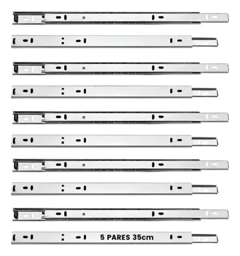 Corrediças Telescópicas 35cm - Kit com 5 Pares ?