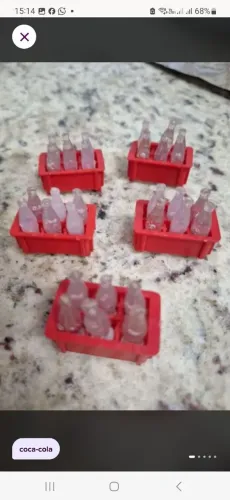 5 mini engradados de coca cola dos anos 80